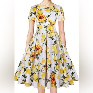 Women's 1950s Vintage Wrap swoop Neck Half Sleeve Retro Cocktail Swing Dress 3XL